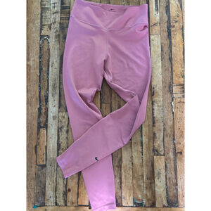 Women's Nike Dri-FIT Pink Leggings with Black Swoosh, Size M